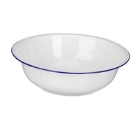 TOYANDONA Vintage White Enamel Mixing Bowl Large Capacity Sourdough and Soup Basin Kitchen Food Storage Container with Smooth Easy-Clean Surface for Family Use