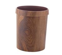 TOYANDONA Vintage Wood Grain Trash Can Multi-function Plastic Garbage Bin for Bathroom Stylish Waste Container and Storage Holder with Pressed Rim Design