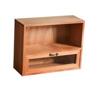 TOYANDONA Vintage Wooden Cosmetic Organizer Cabinet with Drawer, Retro Desktop Storage Box for Makeup and Dressing Table, Home Cosmetic Storage Organizer