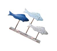 TOYANDONA Vintage Wooden Fish Ornament Rustic Coastal Nautical Wood Sculpture for Bedroom Bathroom Kitchen Wall and Bookshelf Decor Handcrafted Retro Sea Adornment with Classic Beach Style