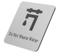 TOYANDONA Water Conservation Alert Stop Wasting Water Caution Sign Waterproof Aluminium Plastic Panel Wall Mounted Sleek Modern Silver Design Home School Use