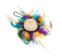 TOYANDONA Wear-resistant Khaki Hat with Plumage, Comfortable and Stylish Decorative Dog Hat for Small Dogs and Puppies, for Halloween and Everyday Use