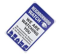 TOYANDONA Weather Resistant Blue Iron Warning Sign We Are Watching You Sign Strong Warning for Poles and Posts Outdoor Garden