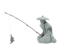 TOYANDONA Weather Resistant Resin Mini Fisherman Statue for Garden and Fish Tank Decor Detailed Japanese Figurine Symbolizing Wisdom and Patience Small Outdoor Aquarium Ornament for Bonsai