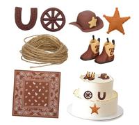 TOYANDONA Western Cowboy Cake Toppers Reusable Plastic Cowgirl Hat and Boot Decorations for Shower Birthday Party Favors Easy to Use Cake Decor with Unique Detailed Design