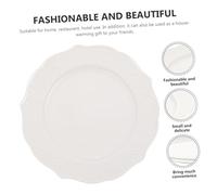 TOYANDONA White Ceramic Embossed Dinner Plate for Steak Pasta Fruit Cake Vintage French Style Household Food Dish with Deep Design to Prevent Splashing Multi-Functional Porcelain Serving