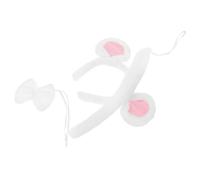 TOYANDONA White Mouse Costume Set and Adults - Plush Mouse Ears Headband Bow Tie and Tail - Animal Dress-up Accessories for Halloween, Christmas, and Cosplay Parties