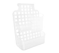TOYANDONA White Over The Door Bathroom Storage Basket Two-layer Draining Organizer with Hooks No-drill Wall-friendly Hanging Shelf for Shower Toiletries and Towels Space-saving Bathroom