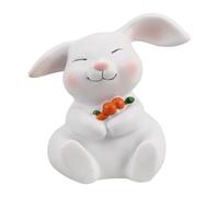 TOYANDONA White Resin Rabbit Statue for Easter Decorations, Cute Bunny Figurine with Whimsical Cartoon Design, Spring Ornament for Festive Home Decor