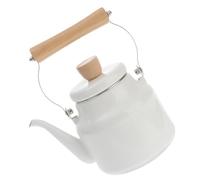 TOYANDONA White Retro Enamel Teakettle Japanese Style Tea Pot with Fine Spout High Heat Resistance for Stovetop Induction Cooker and Gas Stove Fast Boil Heating Kettle for Tea Coffee and