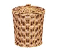 TOYANDONA Wicker Trash can Rattan Round Waste Basket with Lid Wicker Wastebasket Woven Storage Basket Clothes Container for Bathroom, Kitchen, Living Room Wicker Wastebasket