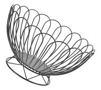 TOYANDONA Wire Basket Bread Serving Basket Large Diameter Ring Base Iron Smooth Surface Decorative Elegant Chic Black for Home Desktop Use