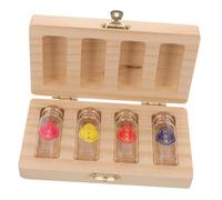 TOYANDONA Wood and Glass Baby Tooth Keepsake Box Independent Tooth Compartments Assorted Colours and Fetal Hair as A Memorable Children's Souvenir