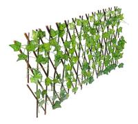 TOYANDONA Wood and Silk Cloth, Extendable Leaf Fence, Green, Adjustable Length, Artificial Leaf Fence Decor, for Courtyards and Gardens, Realistic Decoration