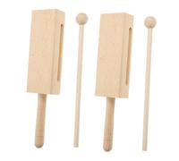 TOYANDONA Wood Block Percussion Instruments and Convenient Handle with Mallet 2 Sets Reliable Wooden Rhythm Musical Instruments for Beginners and Professional Musicians
