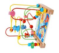 TOYANDONA Wooden Activity Cube for Toddlers Bead Maze and Abacus Ocean Animal Theme Early Educational Construction Toy for Boys and Girls Age 18 Months and Up