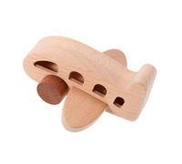 TOYANDONA Wooden Airplane for Beads Sensory Development Push and Pull Plaything Natural Beech Wood Construction Auditory Stimulation Learning for Years and Up