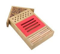 TOYANDONA Wooden Bee Hotel for Garden Pollinators Durable Eco Friendly Bee House with Cartoon Design for Outdoor Pollination and Observation Nature Lovers