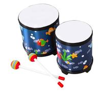 TOYANDONA Wooden Bongo Drum with Printed Design Portable Bongos for Rhythm Training and Music Learning