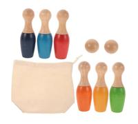 TOYANDONA Wooden Bowling Set for Kids and Adults Mini Indoor and Outdoor Bowling Toy Educational Family Game for Backyard Fun for Children and Parent Interaction