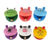 TOYANDONA Wooden Castanets Toy Set for Kids 6-Piece Finger Castanet Musical Instruments Compact Size Educational Percussion Instruments for Early Childhood Music Play