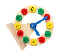 TOYANDONA Wooden Clock for Educational Teaching Tool with Numbers and Shapes Safe Non Toxic Material Cognitive Learning Puzzle for Early Childhood Development