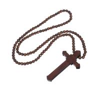 TOYANDONA Wooden Cross Pendant Necklace with Car Mirror Design Lightweight Beads for Comfortable Wear Hip-hop Style Urban Christian Jewelry for Men Women Baptism and Christmas