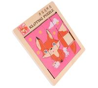 TOYANDONA Wooden Double-sided Sliding Puzzle, Educational Numbers and Animal Brain Teaser, Cognitive Development Game with Fox Design