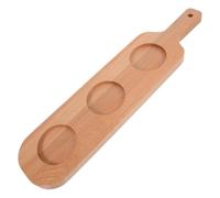 TOYANDONA Wooden Drink Serving Tray Handle 3-Hole Beer Flight Board Shot Glass Holder Wine Glass Holder for Bars Hotels KTV Commercial Use 42x10cm
