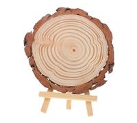 TOYANDONA Wooden Easel with Unfinished Wood Slices Natural Round Discs for Hand-Painted Board DIY Craft Supplies Stable Drawing for Painting Rustic Art Projects and School Use