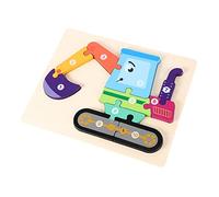 TOYANDONA Wooden Excavator Puzzle for Educational Cartoon Shape Sorting Bright Colors Puzzle for Cognitive and Motor Skill Development Creative Learning Game for Boys