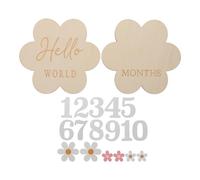 TOYANDONA Wooden Flower Milestone Cards Months Growth Tracker Double-Sided Newborn Announcement Signs for Monthly Photo Props and Keepsake Memory Recording
