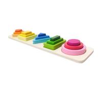 TOYANDONA Wooden Geometric Shape Sorting Stacking for Interactive Educational Puzzle Board for Fine Motor Skill Development Parent Early Learning Play Game