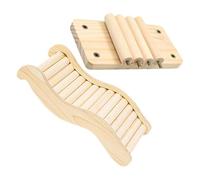 TOYANDONA Wooden Hamster Climbing Ladder with Small Platform, 2pcs Pet Cage Set for Hamsters, Gerbils, Chinchillas - Small Animal Ramp and Playground Accessory