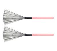 TOYANDONA Wooden Handle Maple Drum Wire Brush Pair for Drumming Beginners and Students, Portable High-carbon Steel Wire Brush for Jazz and Drum Kit Practice in Pink