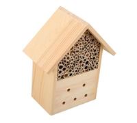 TOYANDONA Wooden Hanging Bee House Outdoor Cabin Pollinator Habitat for Garden and Fruit Trees Reusable Natural Nesting Box for Gardeners and Beekeepers Pollination Support
