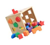 TOYANDONA Wooden Matching Building Blocks for Shape Sorter Educational Activity for Boys Preschool Cognitive Development