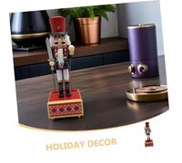 TOYANDONA Wooden Nutcracker Music Box Handmade Holiday Soldier Figurine with Wind-up Clockwork Xmas Ornament for Bookshelf and Fireplace Decor Traditional Christmas