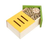 TOYANDONA Wooden Painted Bee Nest Garden Cabin Decorative Insect House Outdoor Pollinator Shelter Green Wooden Bee House for Terrace and Garden