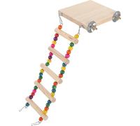 TOYANDONA Wooden Parakeet Ladder with Five-section Climbing Steps, Budgie Training Ladder and Rotating Bird Perch Platform for Cage Climbing and Chewing