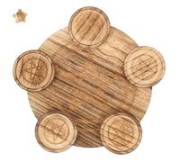 TOYANDONA Wooden Pentagram Candle Holder with Display Stand for Small Candles Decorative Rustic Candlestick for Wedding Home Decor Living and Table Centerpiece