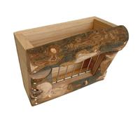 TOYANDONA Wooden Rabbit Hay Feeder Rack Stainless Steel Mesh, Multi-function Small Pet Feeding Holder for Guinea Pigs, Bunnies and Chinchillas, Suitable for Cages and Hutches