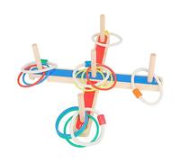 TOYANDONA Wooden Ring Toss Game for Outdoor and Indoor Educational with Plastic Rope Rings Quoits Game for Family Fun and Coordination Development