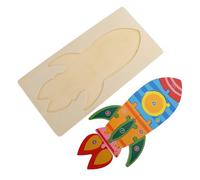 TOYANDONA Wooden Rocket Puzzle for Educational Jigsaw for Hand Eye Coordination Cognitive Development Plaything Preschool Learning Aid Family Activity Game