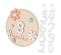 TOYANDONA Wooden round Monthly Progress Cards, Double-sided Floral Design, 11pcs Set with Numbers 0-9, Growth Marker for Newborn Photography and Memory Keepsake