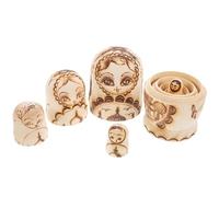 TOYANDONA Wooden Russian Nesting Dolls Kit Five-layer Pyrography Relief Effect and Doubleheaded Eagle Pattern, Unique Traditional Design Decorative Piece and Keepsake and Holidays