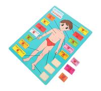 TOYANDONA Wooden Spanish Language Body Parts Puzzle Educational for Early Learning Human Body Matching Board for Kindergarten and Cognitive Development
