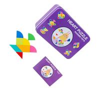 TOYANDONA Wooden Tangram Seven-Piece Puzzle Educational Geometrical Shape Jigsaw Purple Storage Box Playing for Preschool Learning