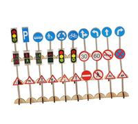 TOYANDONA Wooden Traffic Sign for Boys and Educational Road Sign Models for Early Childhood Transportation Teaching and Pretend Play Realistic Colors for Traffic Safety Awareness