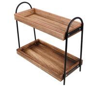 TOYANDONA Wooden Tray Bathroom Countertop Shelf for Vanity Skincare Makeup Organizer Stable Corner Rack for Lotion Toiletries Kitchen Storage Elegant Natural Design